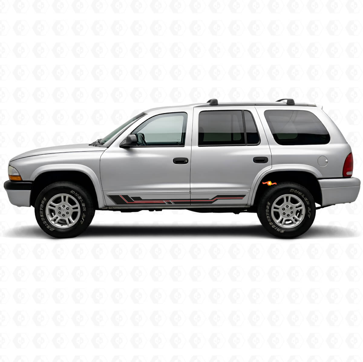 Calcomanía de vinilo para paneles de batea con franjas curvas para Dodge Durango 1998-2003