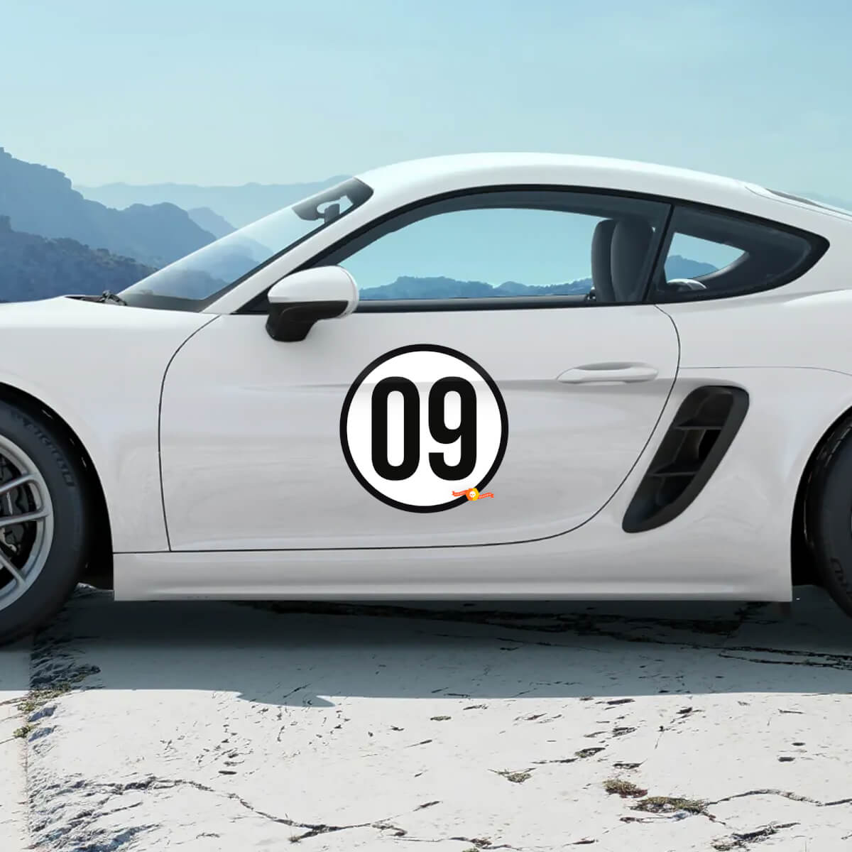 Kit de adhesivos de vinilo con número lateral de puerta de diseño Heritage para Porsche 718 Cayman