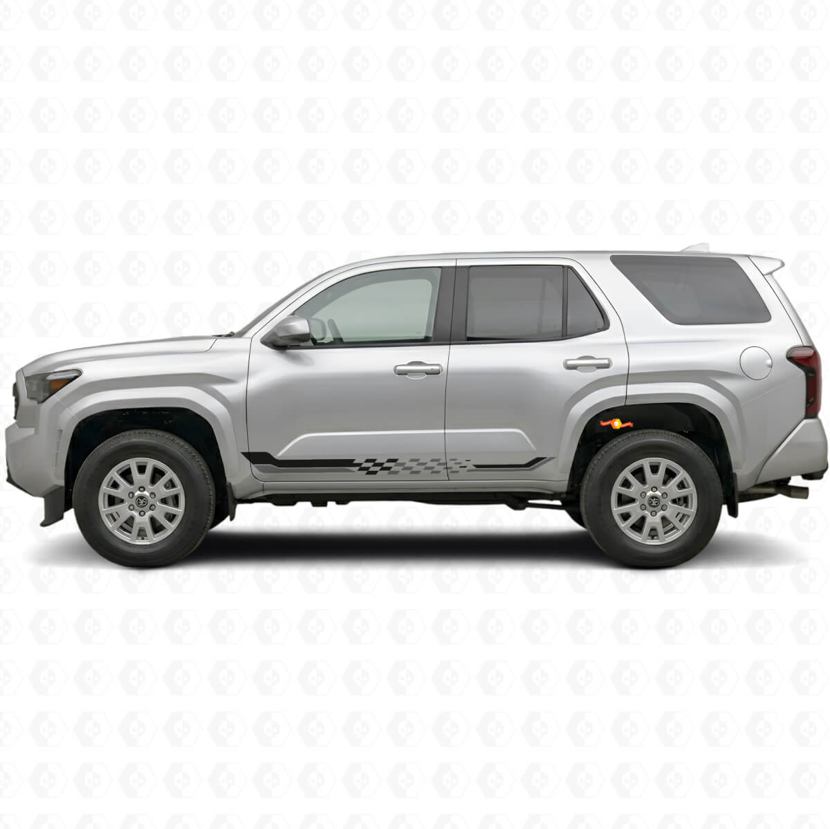 Calcomanía de vinilo con franjas laterales de bandera a cuadros para Toyota 4Runner 2024+