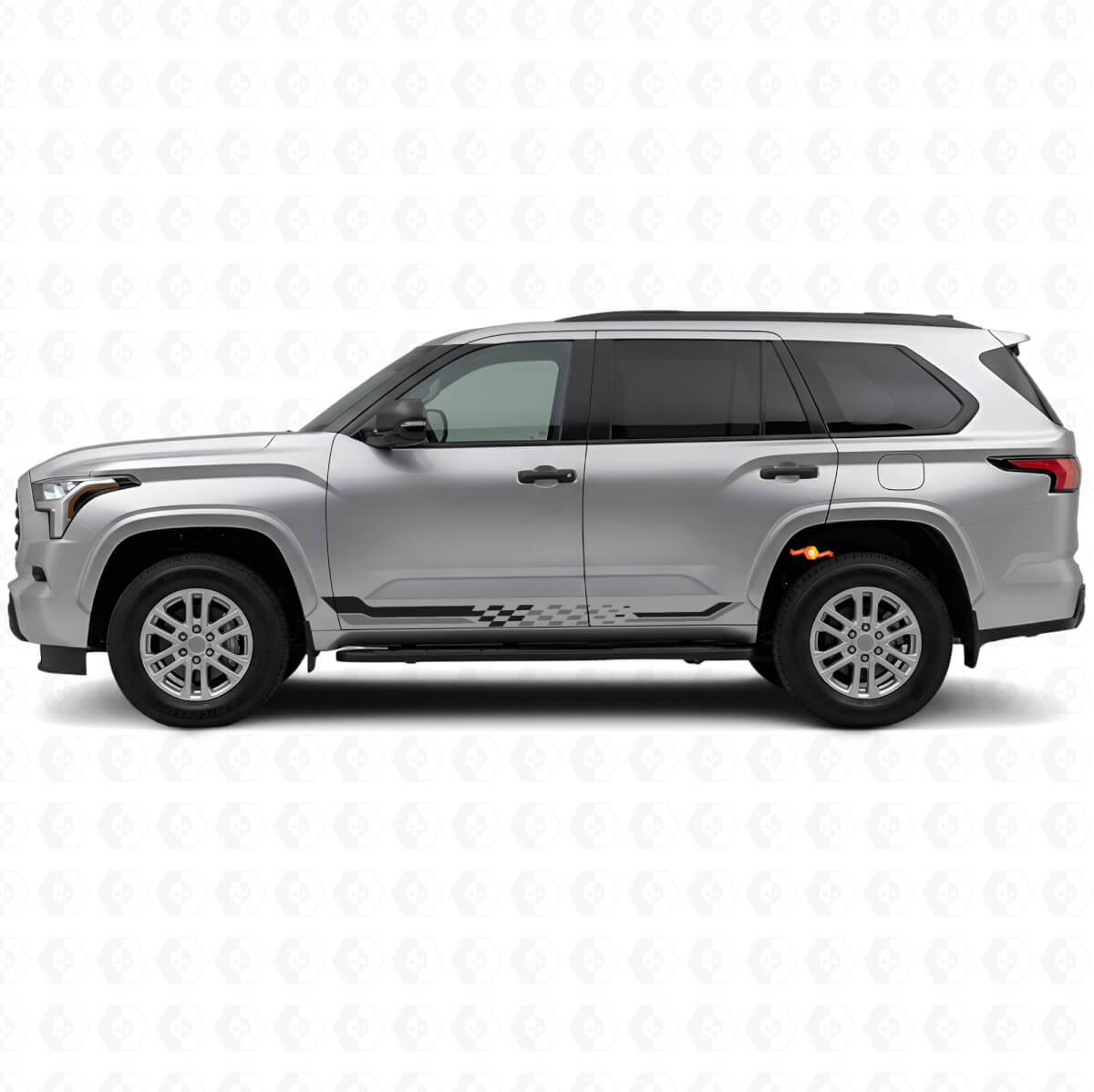 Calcomanía de vinilo con franjas laterales de bandera a cuadros para Toyota Sequoia 2022+