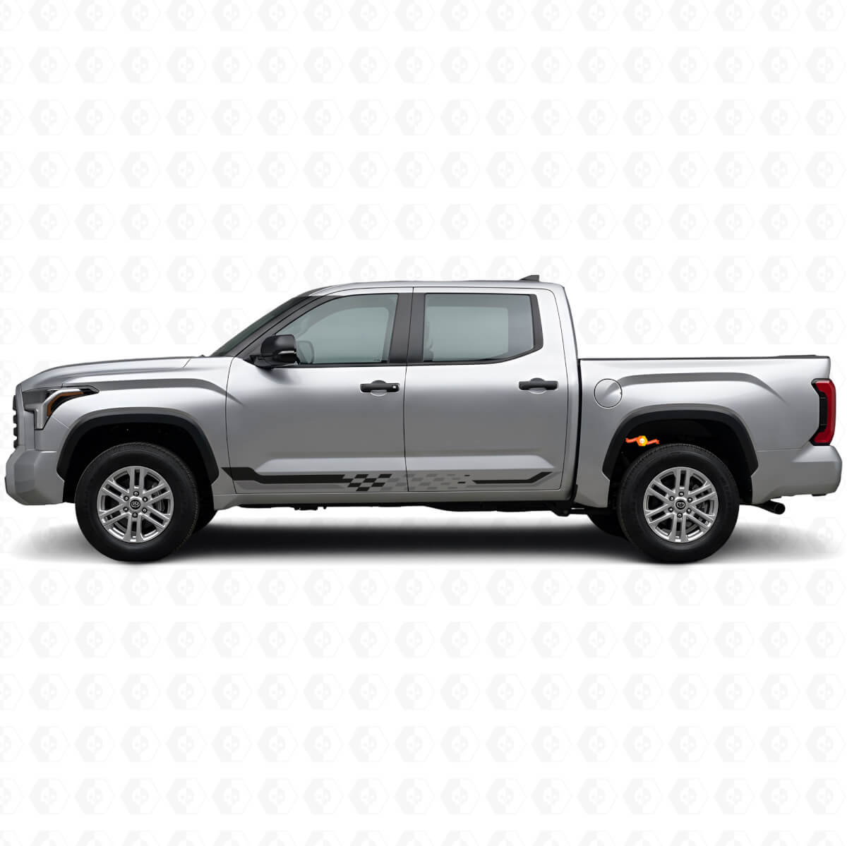 Calcomanía de vinilo con franjas laterales de bandera a cuadros para Toyota Tundra 2022+
