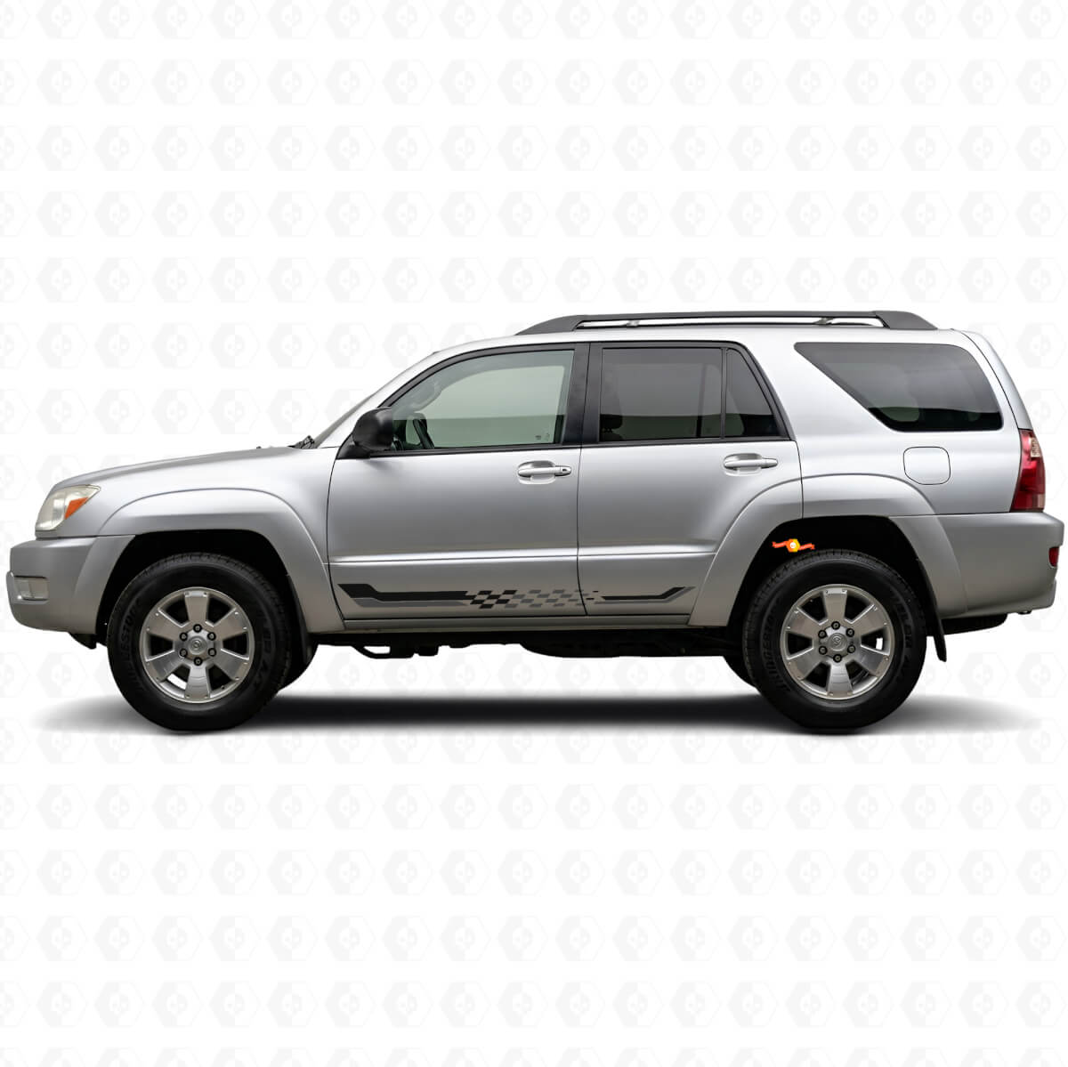 Calcomanía de vinilo con rayas laterales de bandera a cuadros para Toyota 4Runner 2002-2009