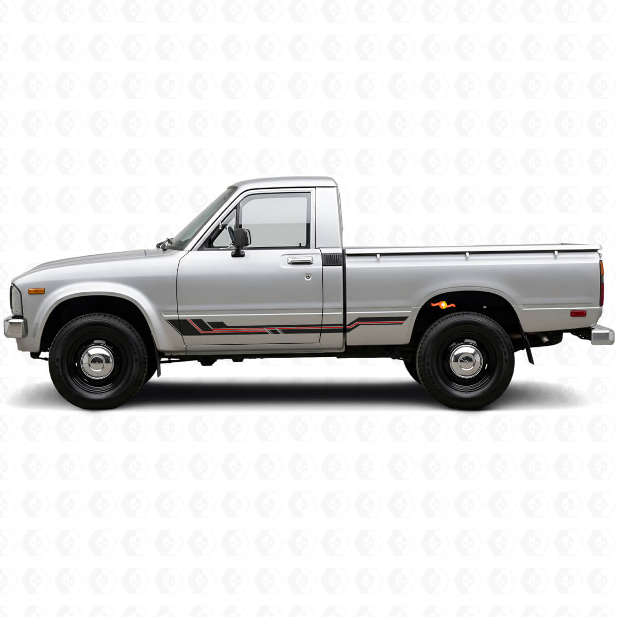 Calcomanía de vinilo para panel lateral con franjas curvas para Toyota Hilux 1978-1983