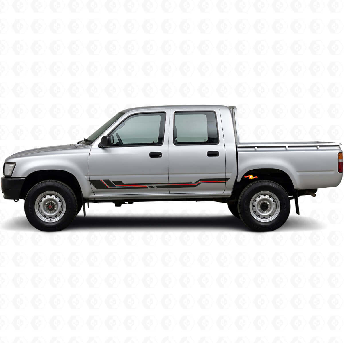 Calcomanía de vinilo para paneles laterales con franjas curvas para Toyota Hilux 1988-1997