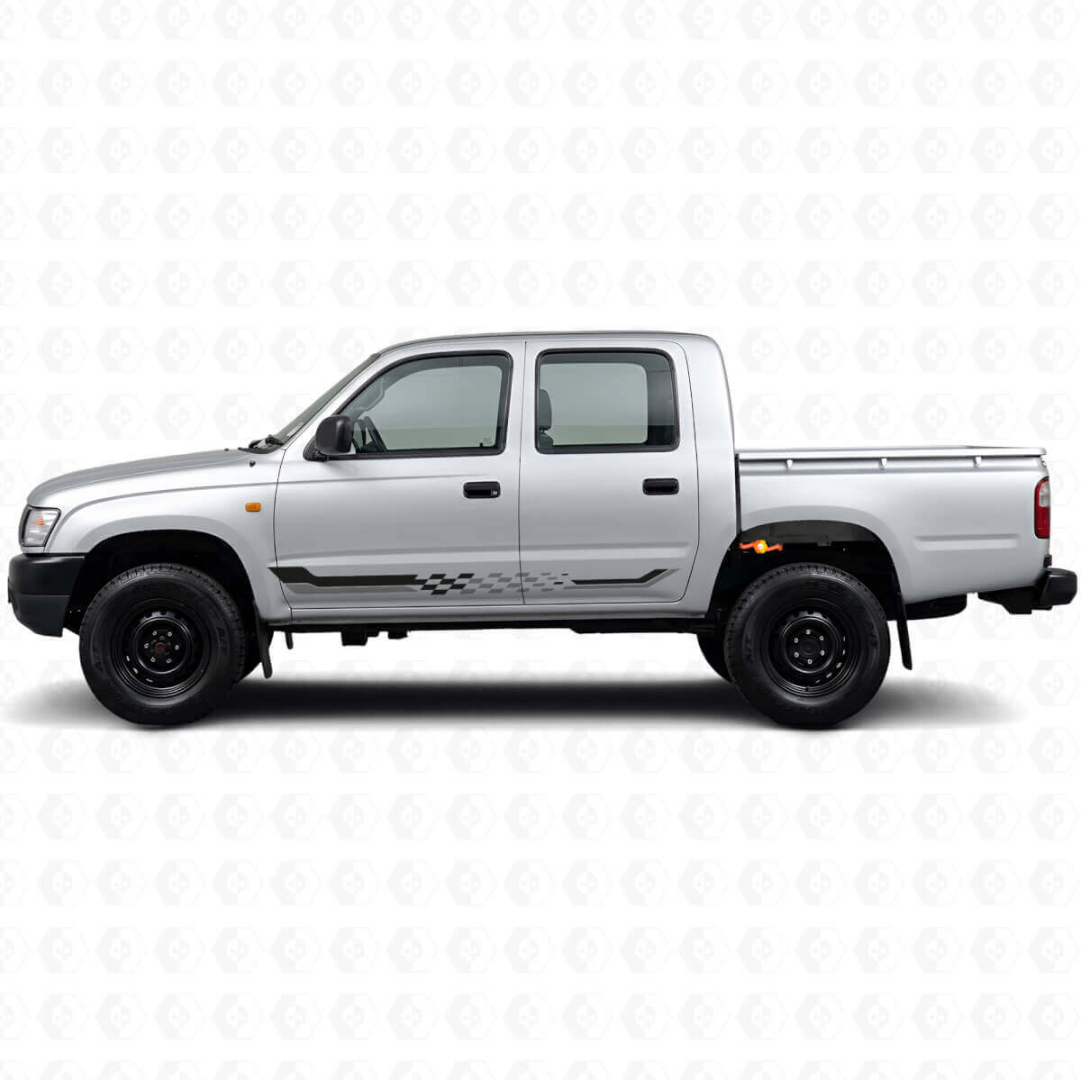 Calcomanía de vinilo de franjas laterales a cuadros para Toyota Hilux 1997-2004