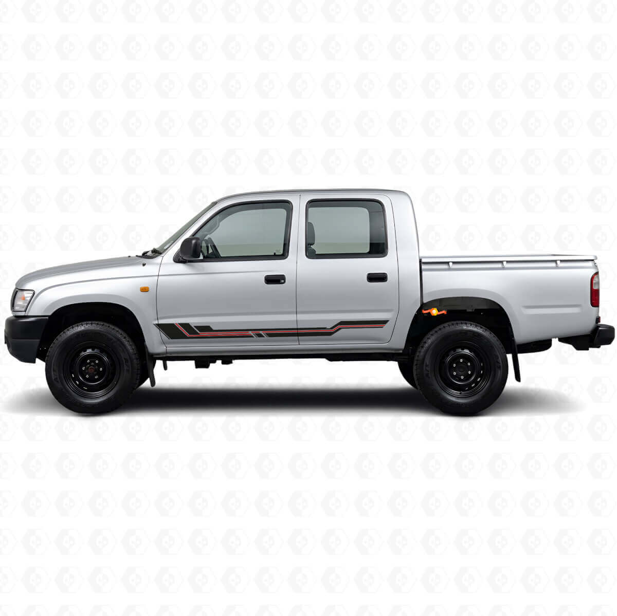Calcomanía de vinilo para paneles laterales con franjas curvas para Toyota Hilux 1997-2004