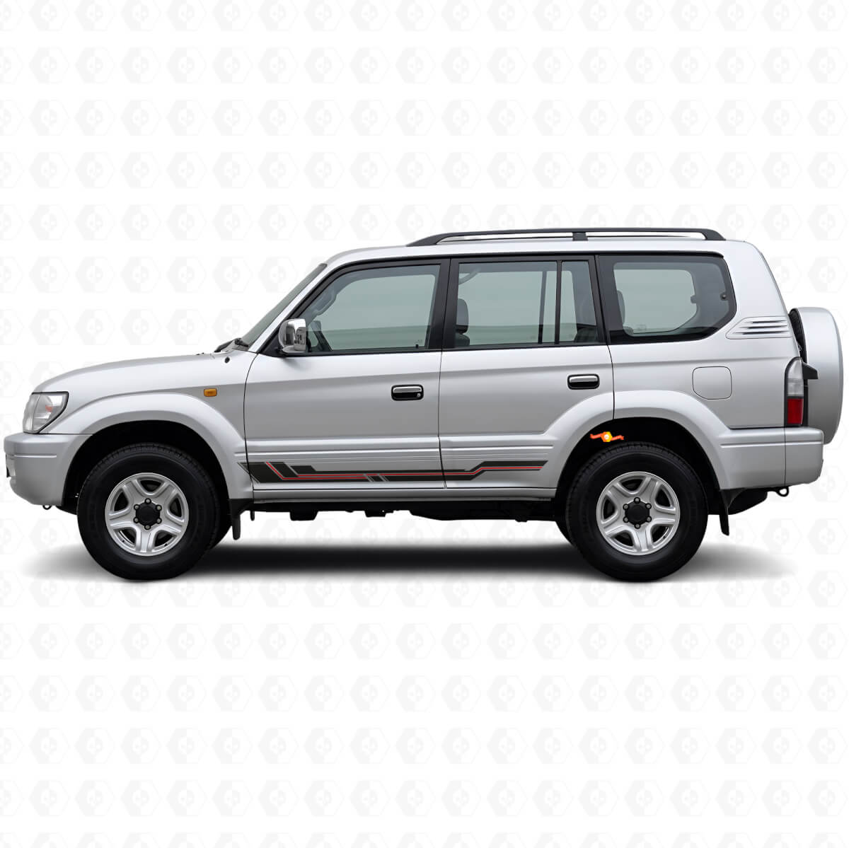 Calcomanía de vinilo con franjas curvas para paneles laterales para Toyota Land Cruiser Prado 1996-2002