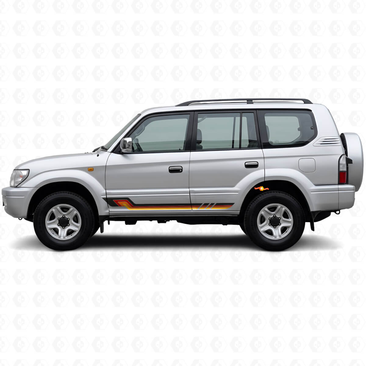 Vinilos decorativos estilo vintage de franjas laterales para Toyota Land Cruiser Prado 1996-2002