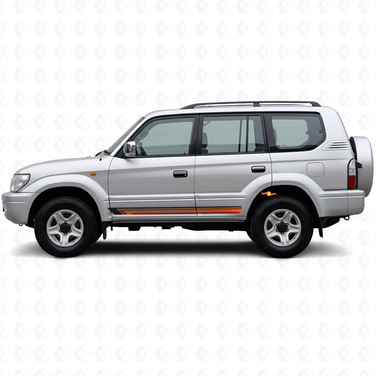 Calcomanía lateral de vinilo con rayas rectas vintage para Toyota Land Cruiser Prado 1996-2002