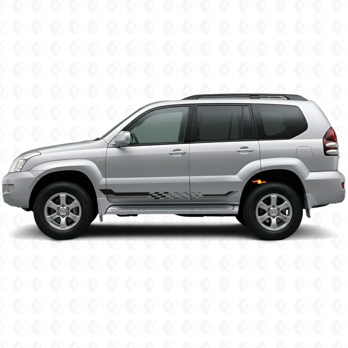 Calcomanía de vinilo con franjas laterales de bandera a cuadros para Toyota Land Cruiser Prado 2002-2009