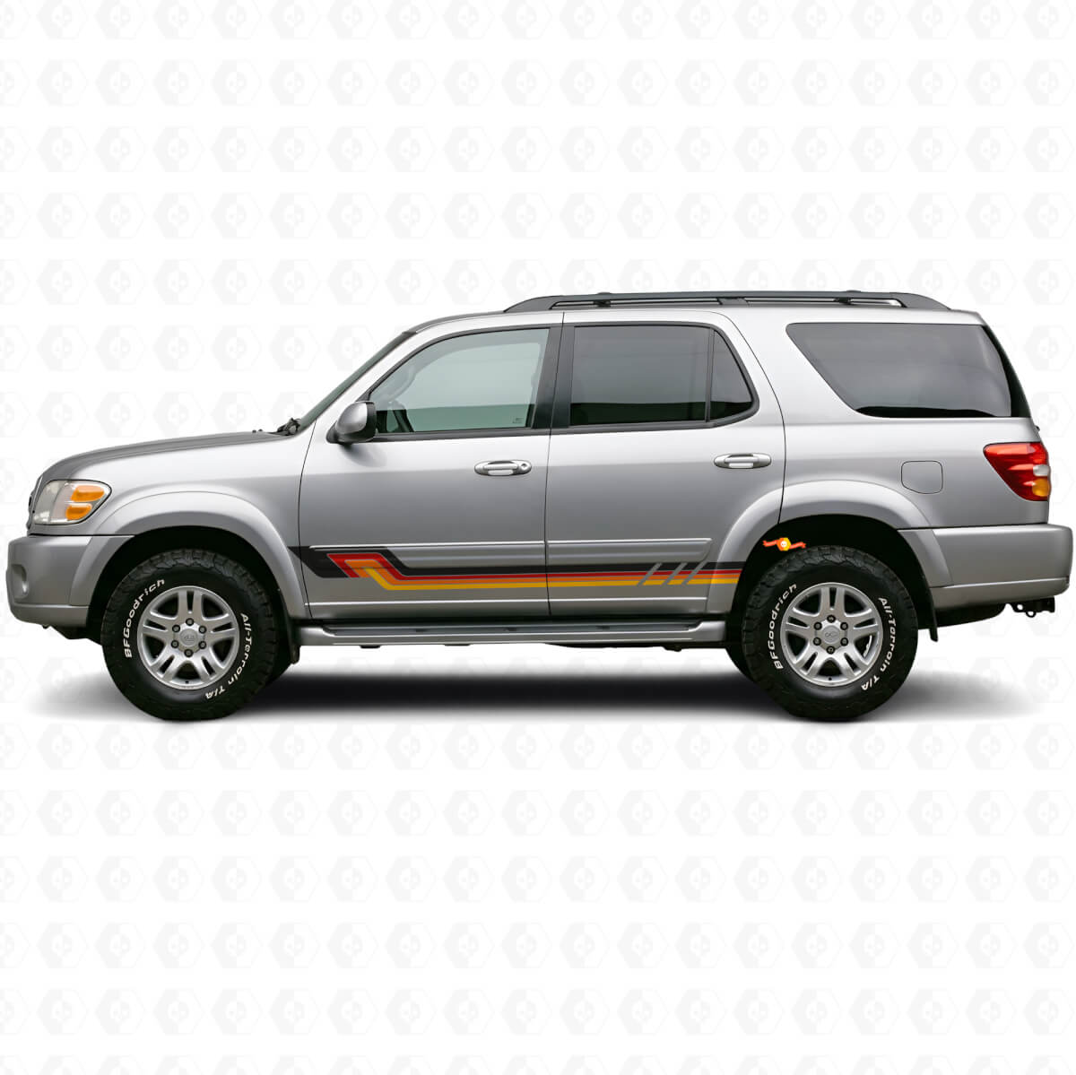 Calcomanía de vinilo con franjas laterales de estilo vintage para Toyota Sequoia 2000-2007