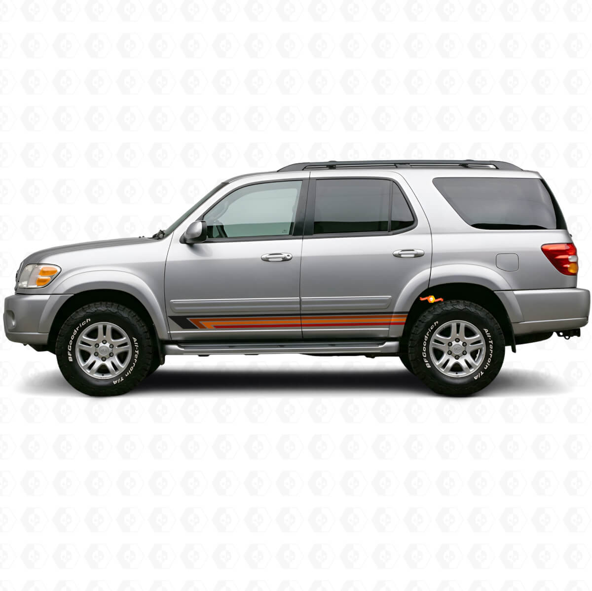 Calcomanía de vinilo lateral con franjas rectas vintage para Toyota Sequoia 2000-2007