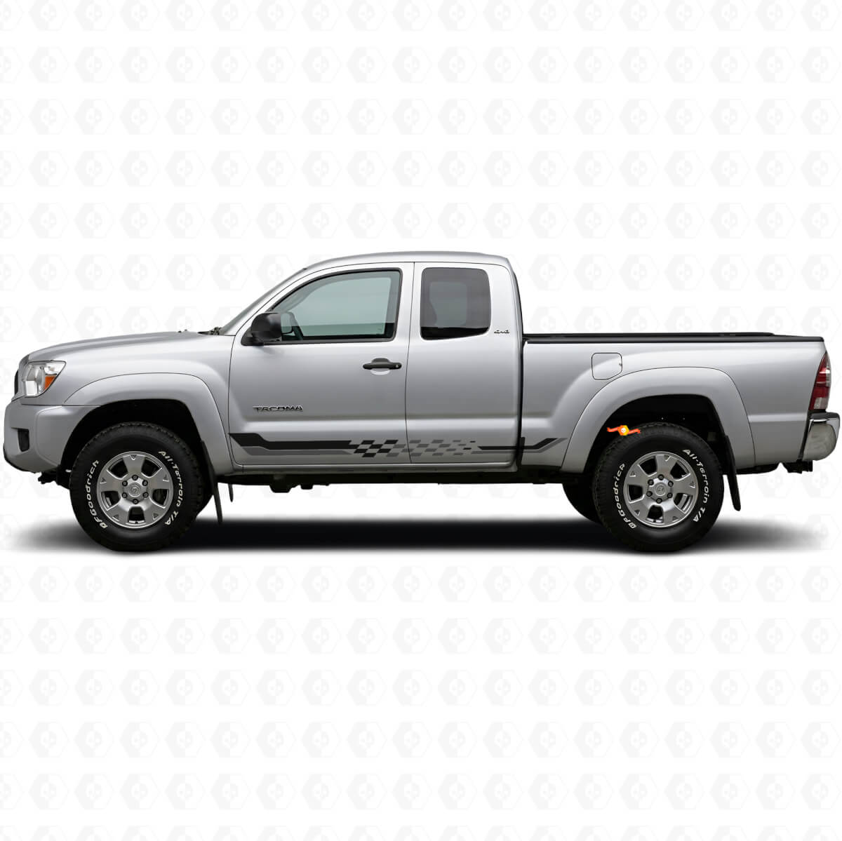 Calcomanía de Vinilo con Franjas Laterales de Bandera a Cuadros para Toyota Tacoma 2004-2015