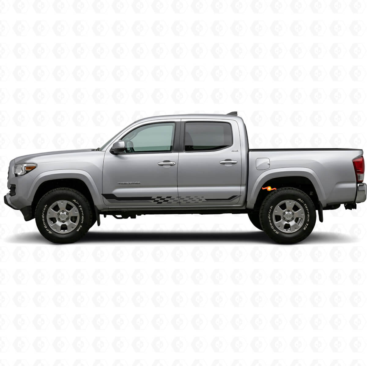 Vinilo de Franjas Laterales con Bandera a Cuadros para Toyota Tacoma 2015-2023