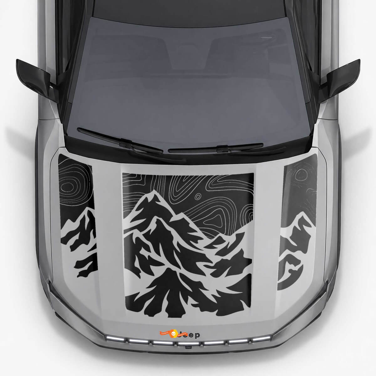 Pegatinas de vinilo con franjas en estilo topográfico de montaña para capó de Jeep Compass 2026