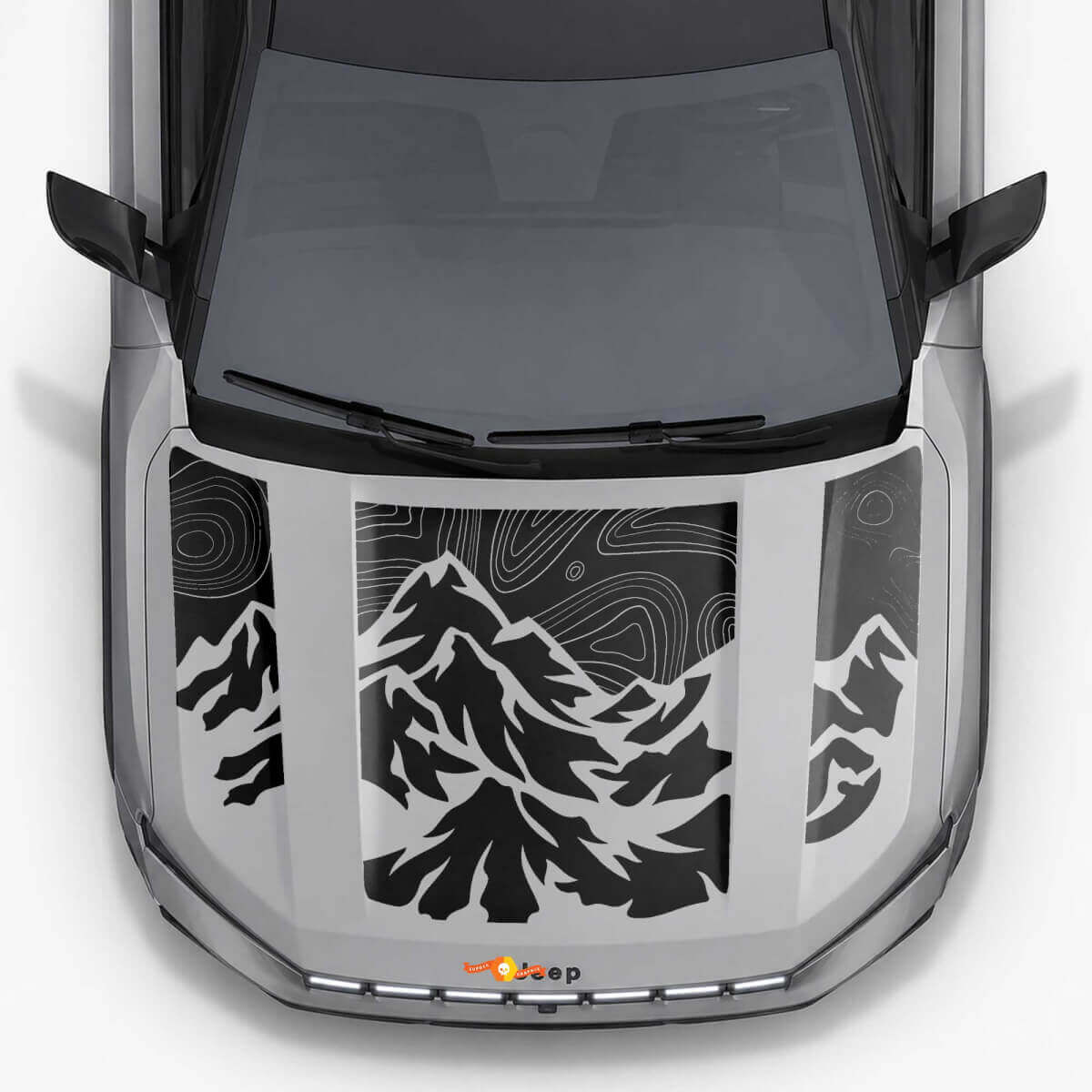 Pegatinas de vinilo con franjas en estilo topográfico de montaña para capó de Jeep Compass 2026