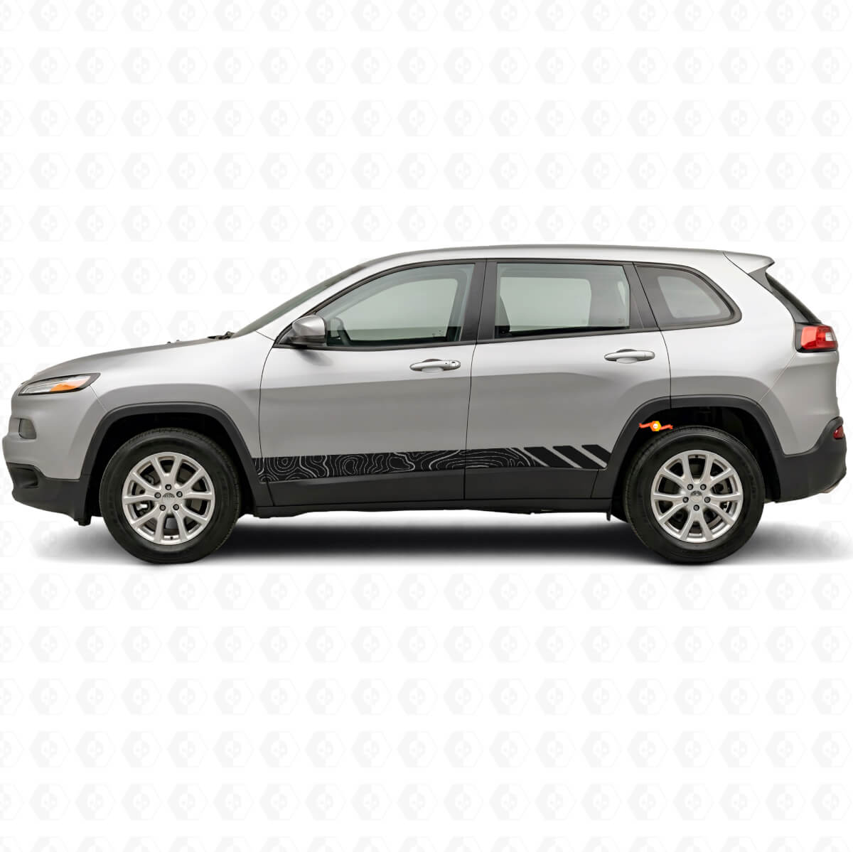Calcomanía de vinilo lateral con franjas de estilo topográfico para Jeep Cherokee KL 2013-2023