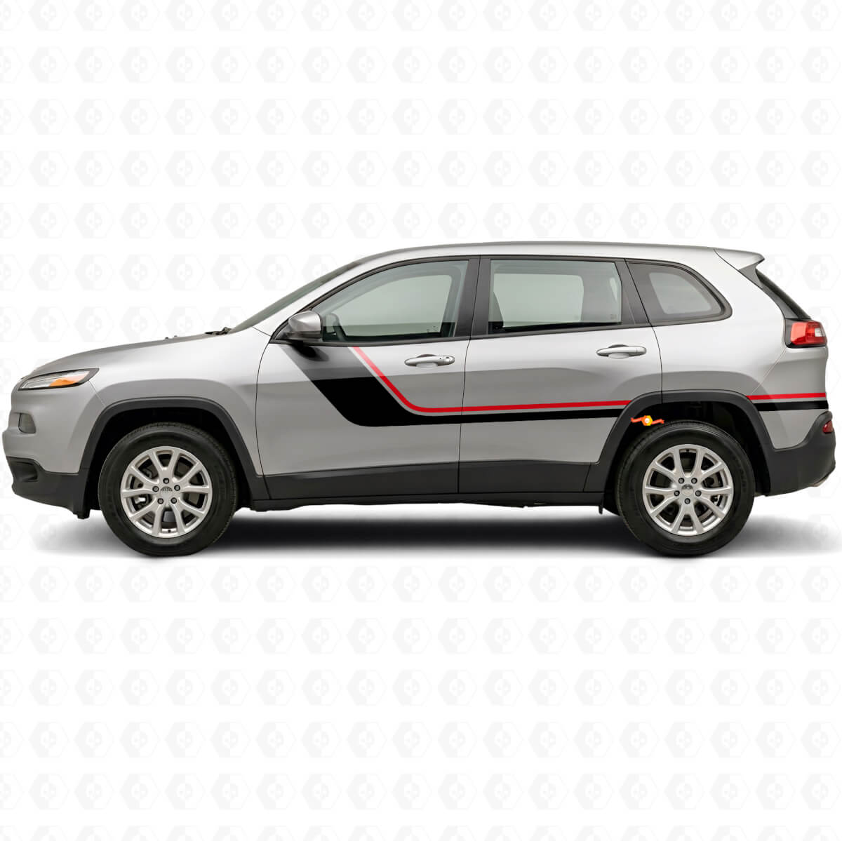Kit de calcomanías laterales de vinilo con rayas gemelas para Jeep Cherokee KL 2013-2023