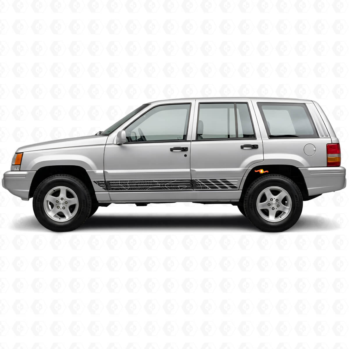 Calcomanía lateral de vinilo con rayas estilo topográfico para Jeep Grand Cherokee 1993-1998