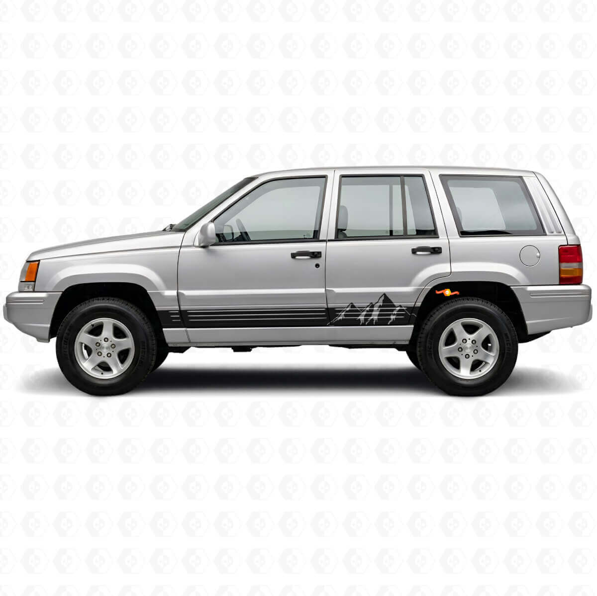 Calcomanía lateral de vinilo con rayas anchas de montañas para Jeep Grand Cherokee 1993-1998