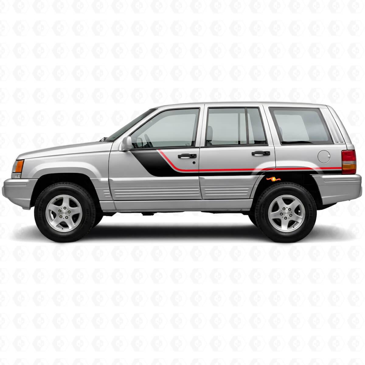 Calcomanía de vinilo lateral de rayas gemelas para Jeep Grand Cherokee 1993-1998