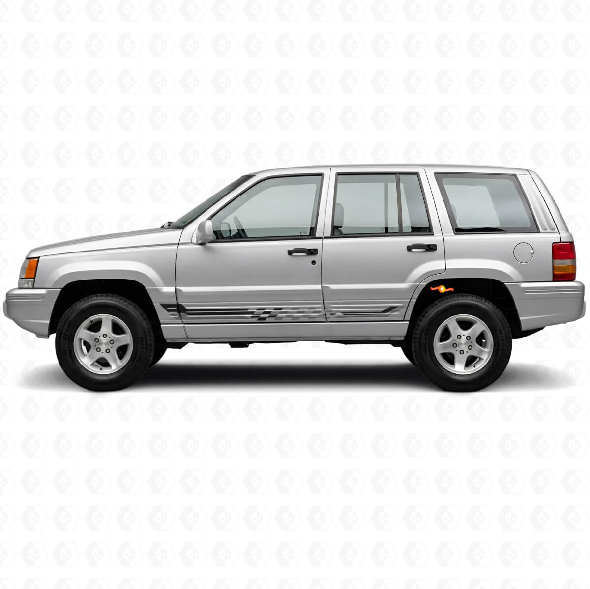 Calcomanía de Vinilo con Rayas Laterales de Bandera a Cuadros para Jeep Grand Cherokee 1993-1998