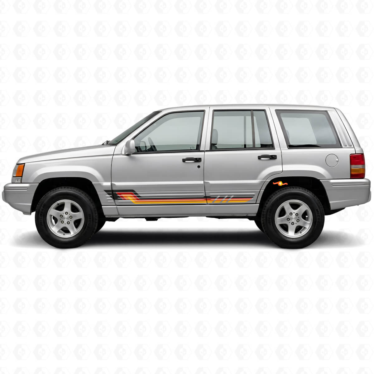 Calcomanía de vinilo de franjas laterales estilo vintage para Jeep Grand Cherokee 1993-1998