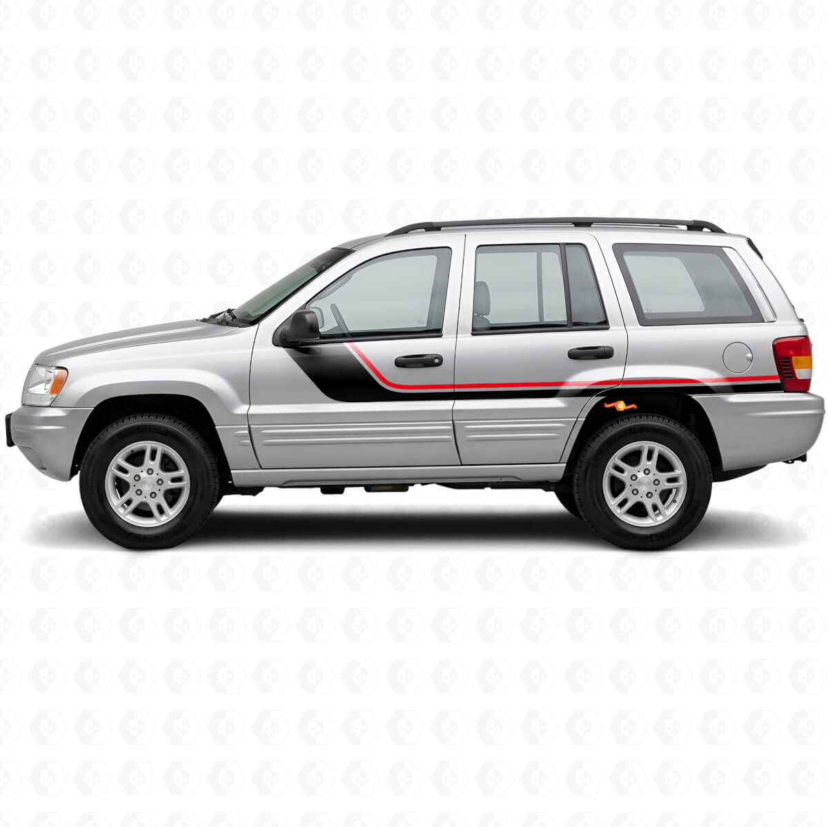 Calcomanía de vinilo lateral con rayas dobles para Jeep Grand Cherokee 1999-2004