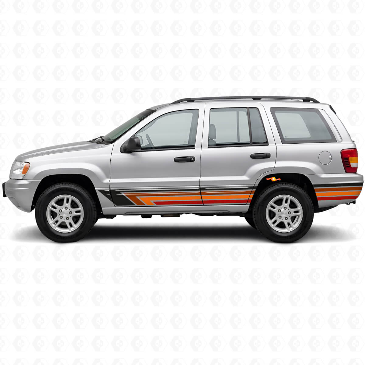 Calcomanía lateral de vinilo de rayas rectas vintage para Jeep Grand Cherokee 1999-2004