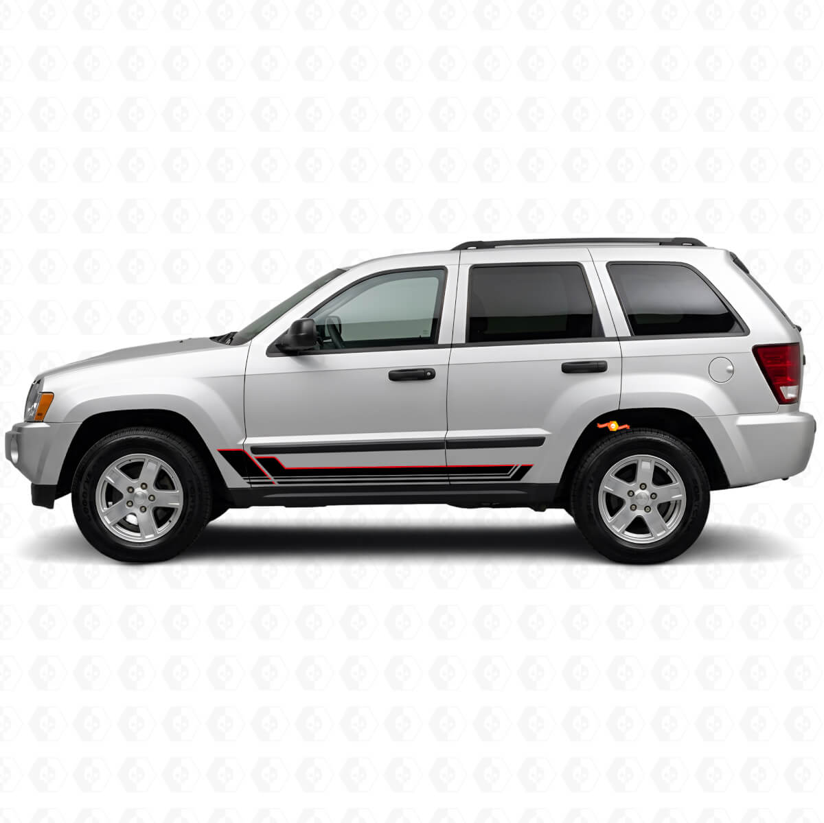 Calcomanía de vinilo para paneles laterales con rayas gemelas para Jeep Grand Cherokee 2005-2010