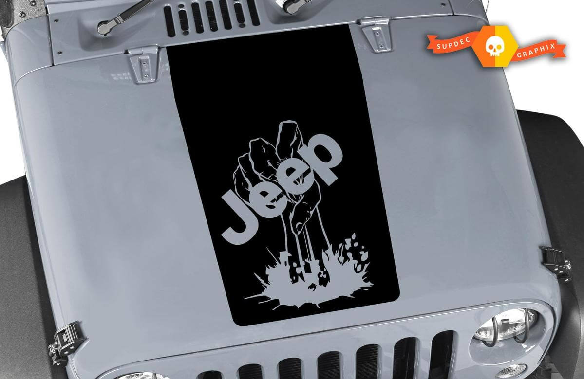 Jeep Zombie mano wrangler hood CJ YJ TJ JK vinilo pegatina calcomanía