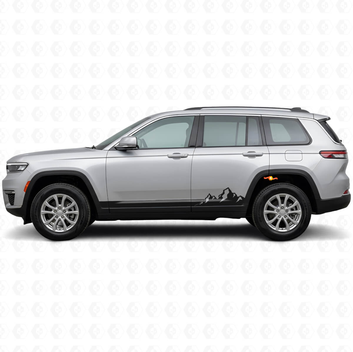Vinilo lateral de rayas finas con montañas para Jeep Grand Cherokee 2021+