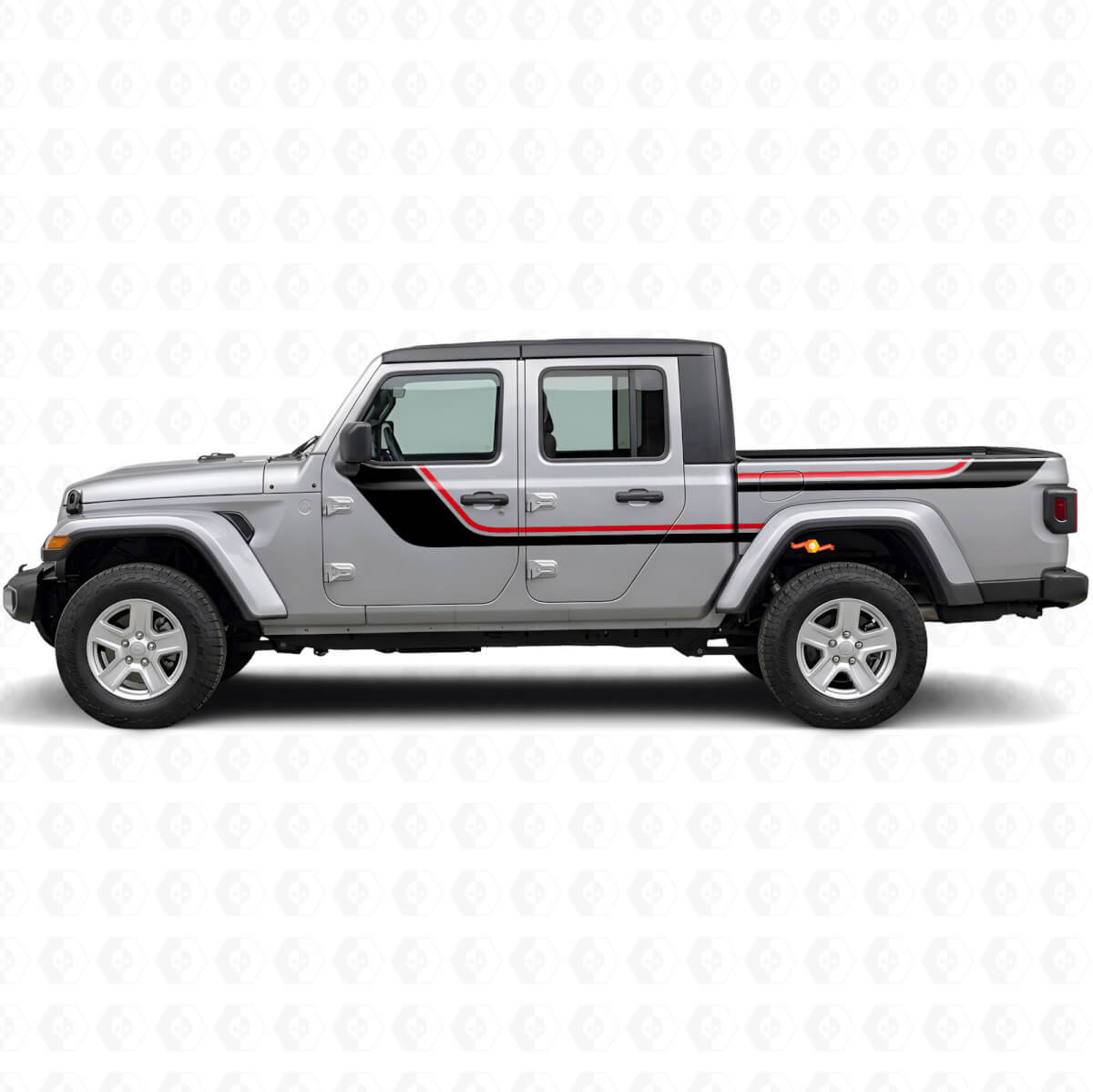 Calcomanía lateral de vinilo con franjas gemelas para Jeep Gladiator 2020+