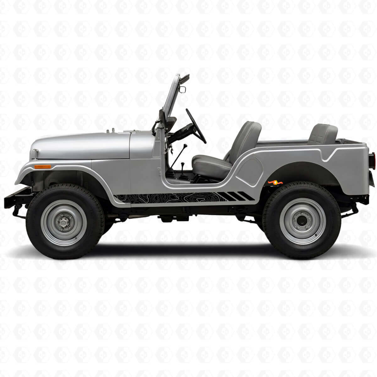 Calcomanía lateral de vinilo con franjas estilo topográfico para Jeep CJ-5 1955-1983