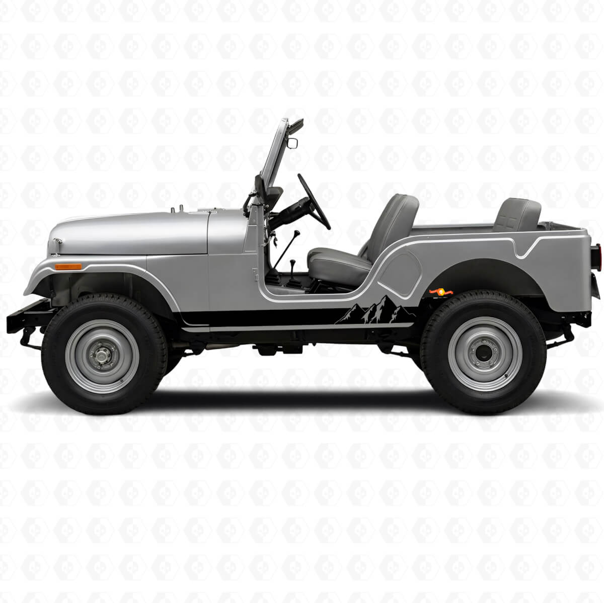 Vinilo lateral de rayas anchas de montañas para Jeep CJ-5 1955-1983