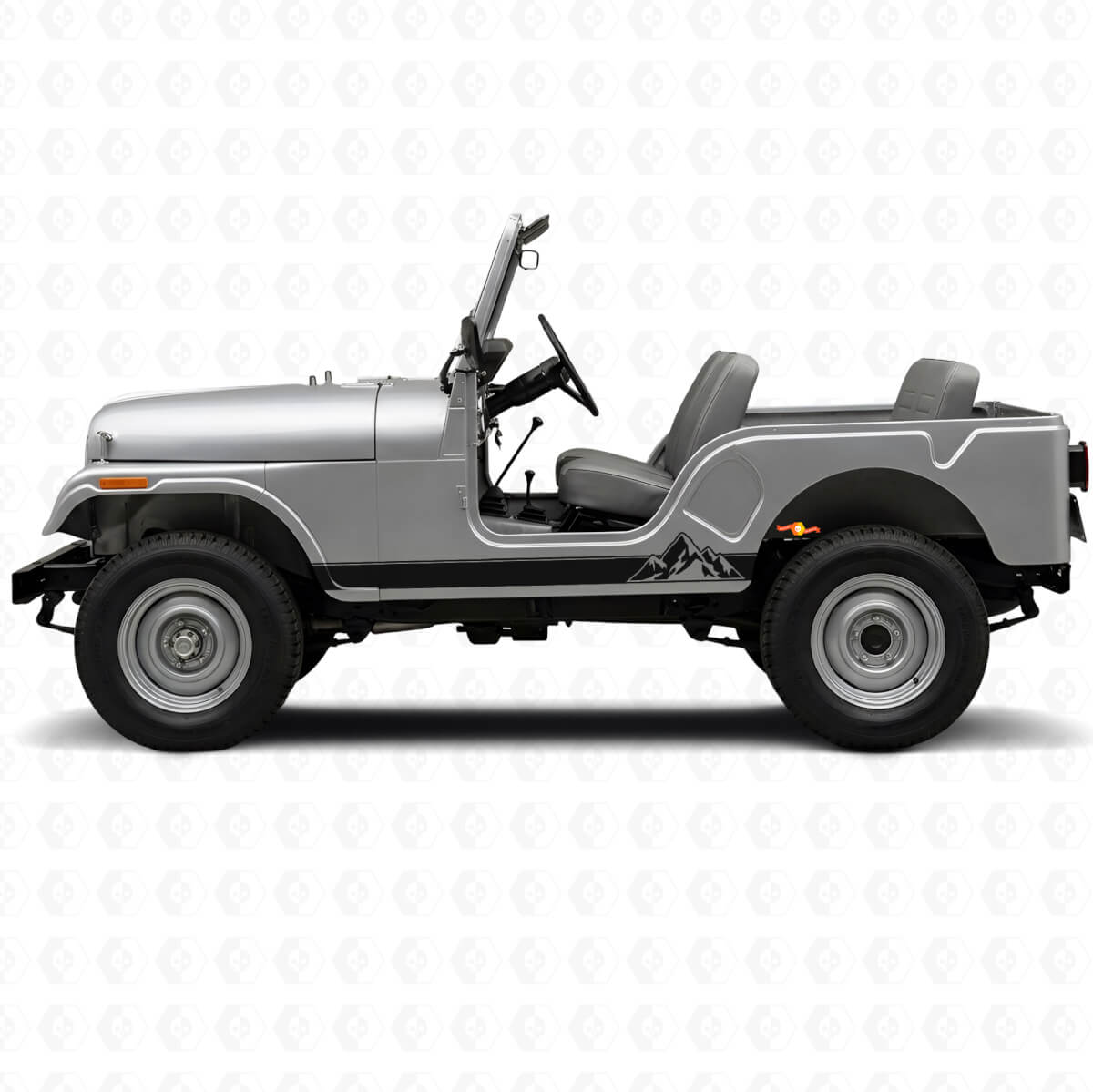 Vinilos Laterales con Rayas Estilo Montañas para Jeep CJ-5 1955-1983