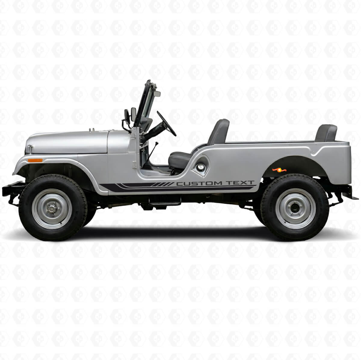 Vinilo adhesivo de franjas laterales curvas a cuadros para Jeep CJ-6 1955-1975