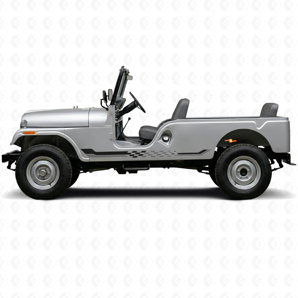 Calcomanía de vinilo con rayas laterales de bandera a cuadros para Jeep CJ-6 1955-1975
