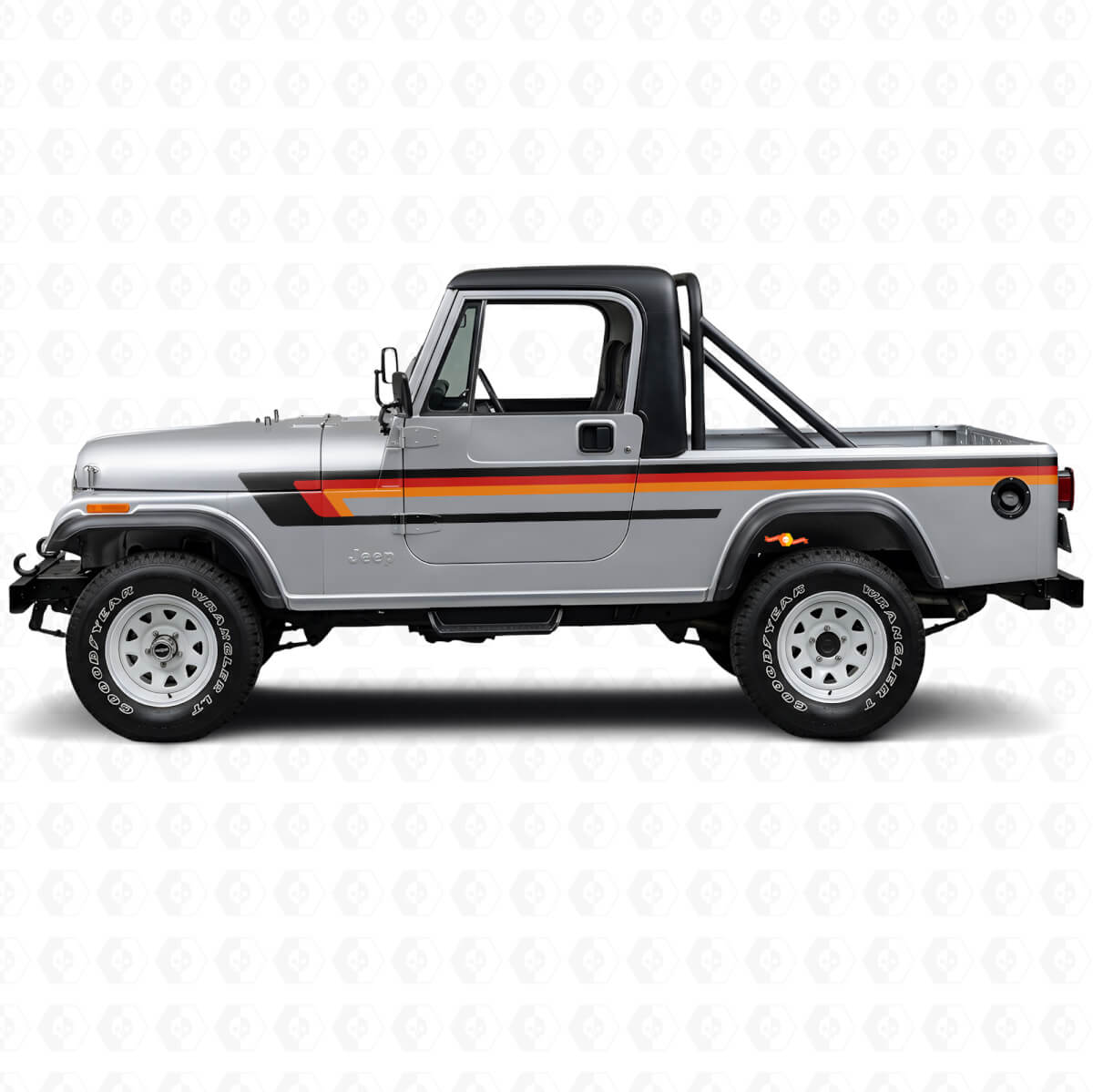 Vinilo Decorativo de Tres Rayas para la Puerta del Jeep CJ-8 Scrambler 1981-1986