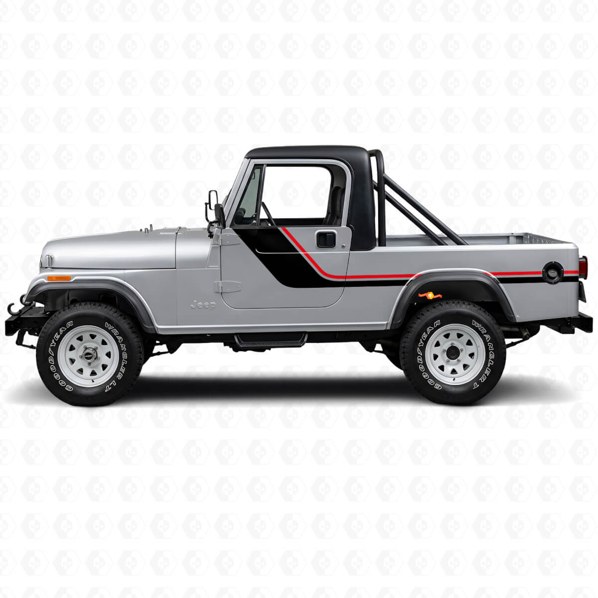 Calcomanía de vinilo lateral con rayas gemelas para Jeep CJ-8 Scrambler 1981-1986