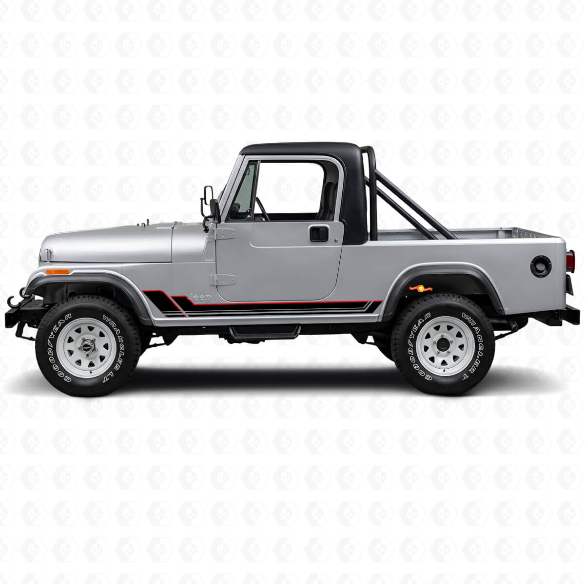 Calcomanía de vinilo de franjas gemelas para paneles laterales de Jeep CJ-8 Scrambler 1981-1986
