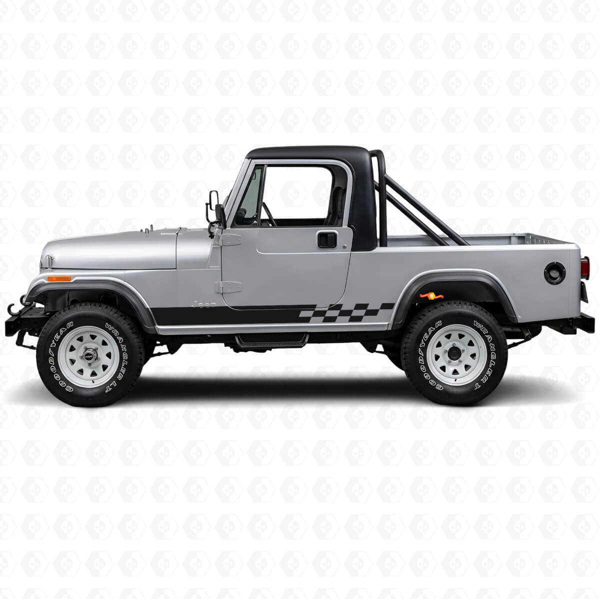 Calcomanía lateral de vinilo con rayas a cuadros para Jeep CJ-8 Scrambler 1981-1986