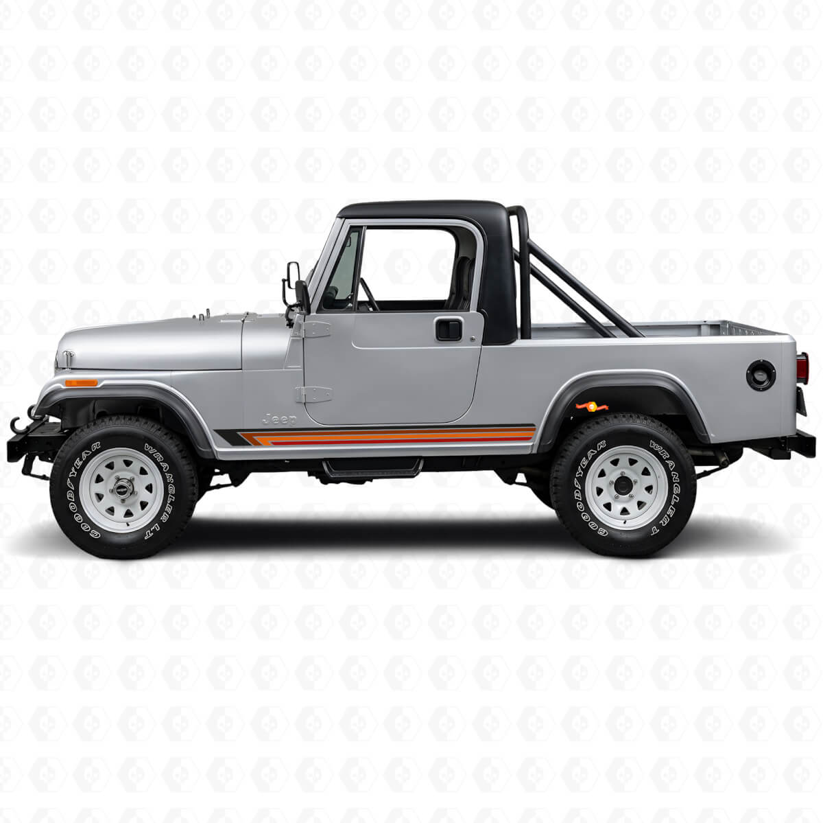 Vinilo lateral de rayas rectas vintage para Jeep CJ-8 Scrambler 1981-1986