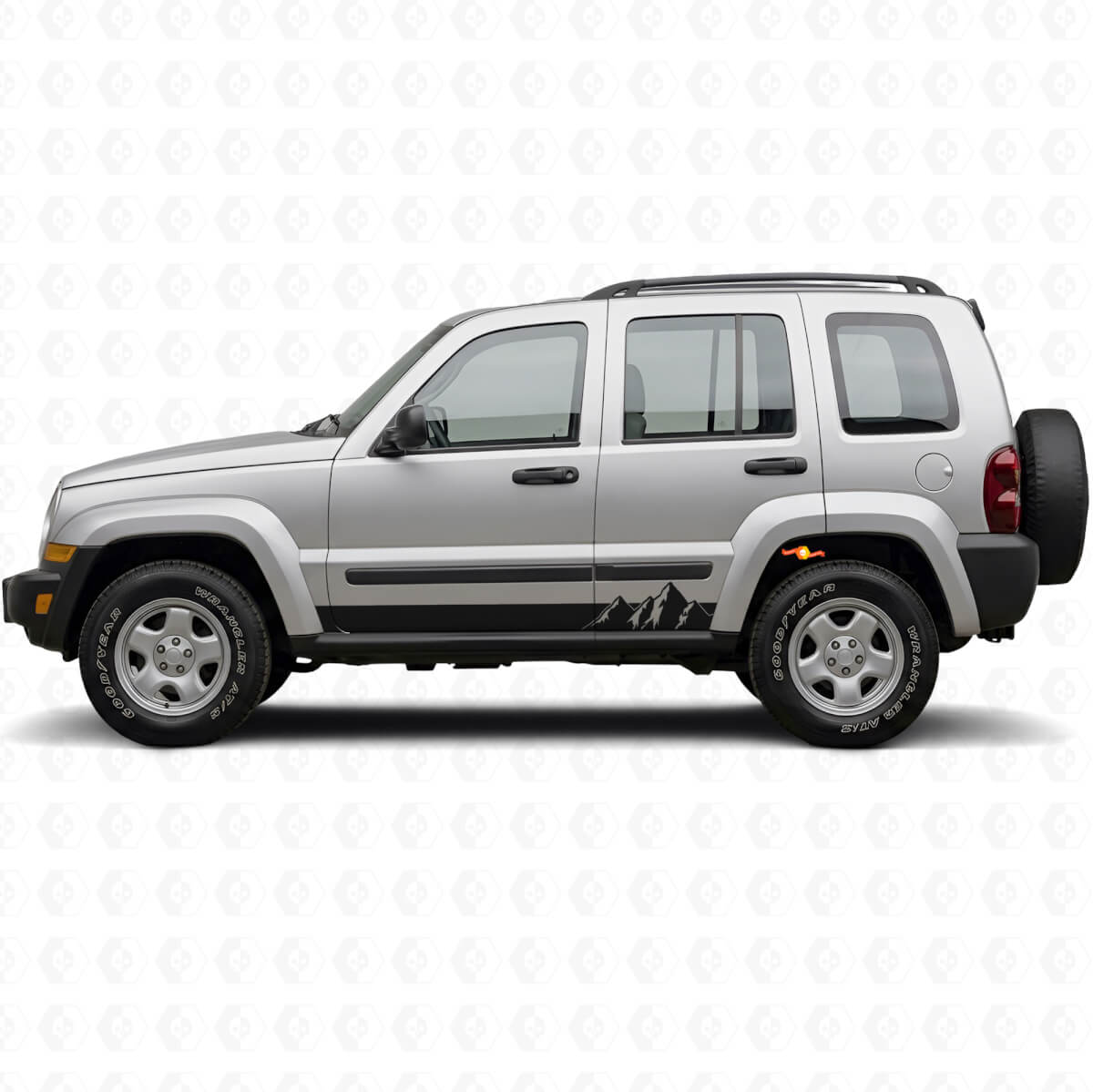 Vinilo lateral de franjas anchas con montañas para Jeep Liberty 2002-2012
