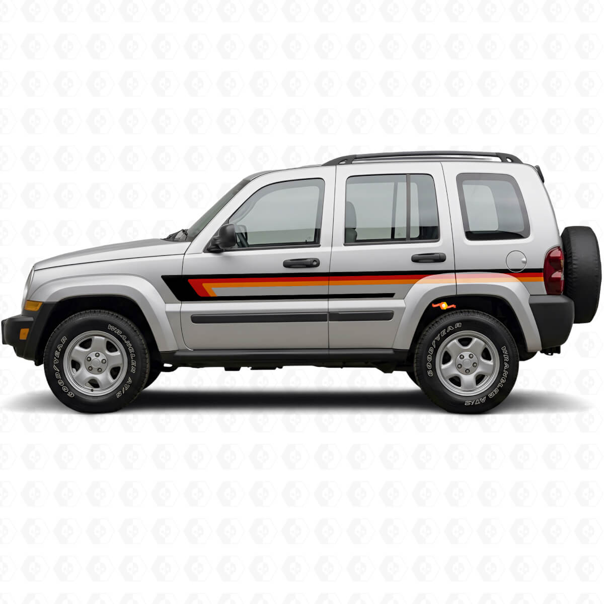 Vinilo adhesivo de triple franja lateral para puerta Jeep Liberty 2002-2012