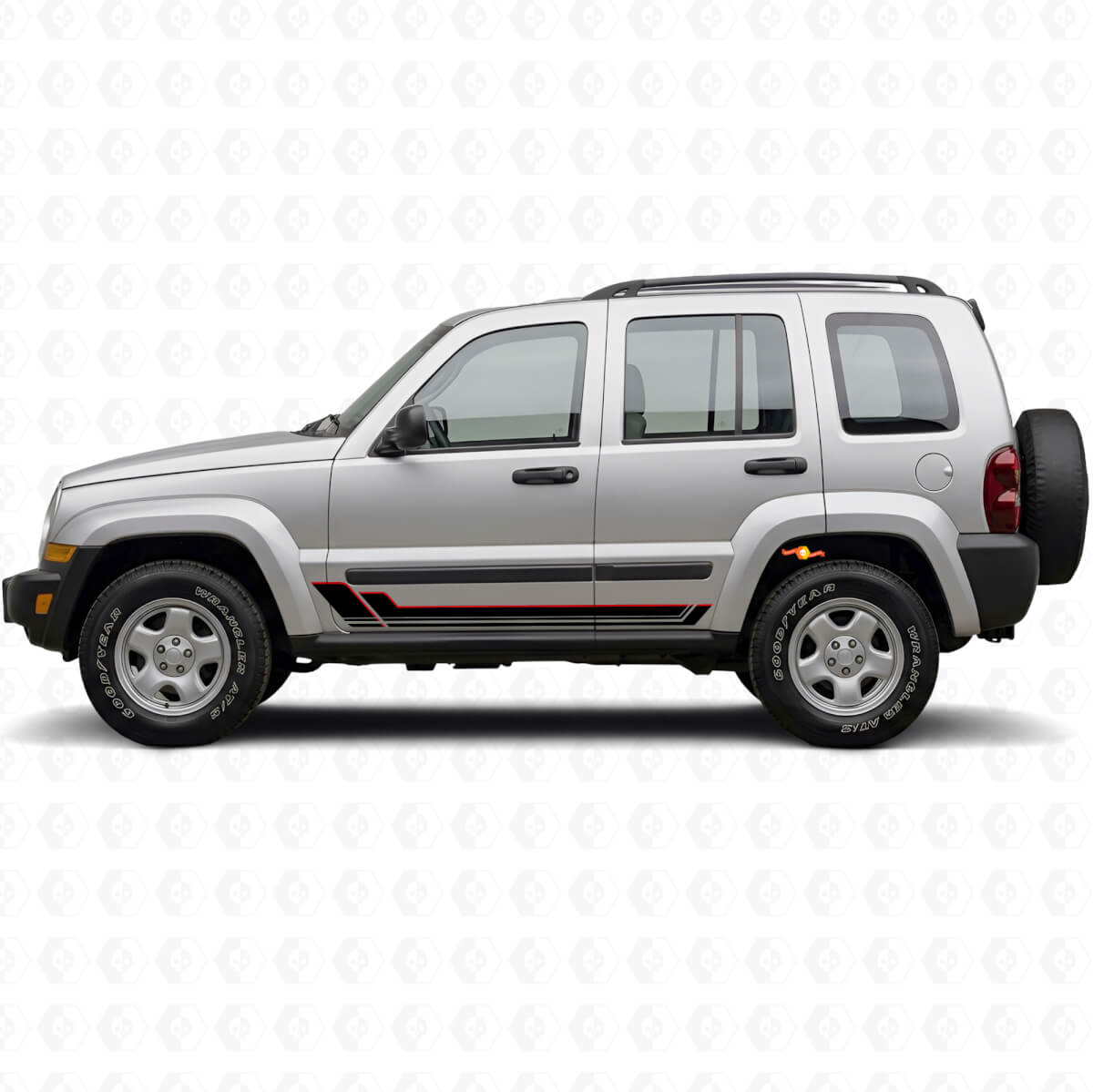 Calcomanía de vinilo con franjas dobles para panel lateral para Jeep Liberty 2002-2012