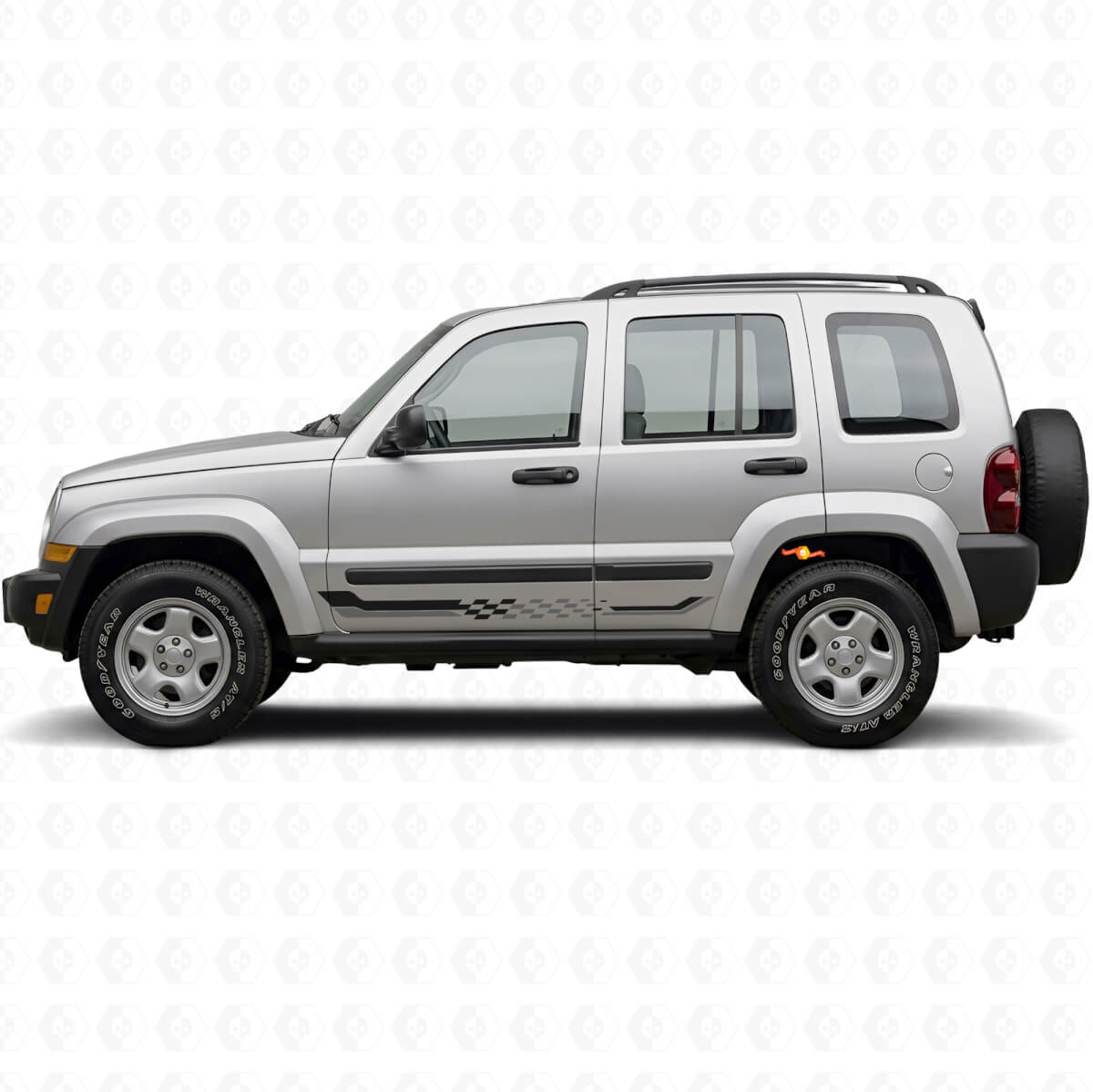Calcomanía de Vinilo con Rayas Laterales de Bandera a Cuadros para Jeep Liberty 2002-2012