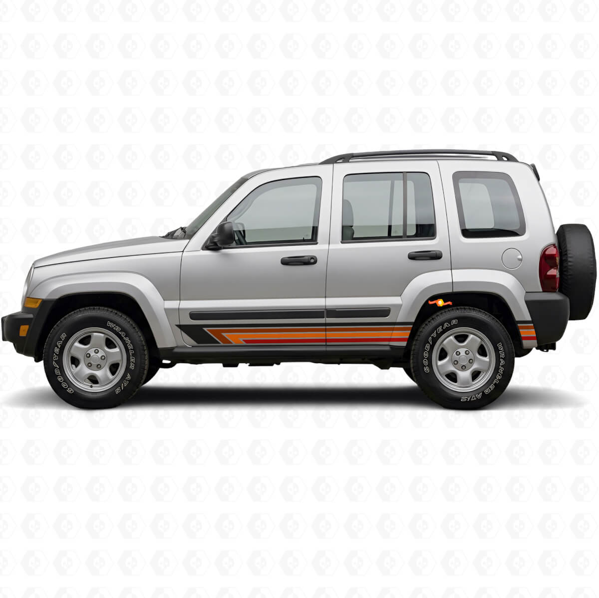 Vinilos laterales vintage de rayas rectas para Jeep Liberty 2002-2012