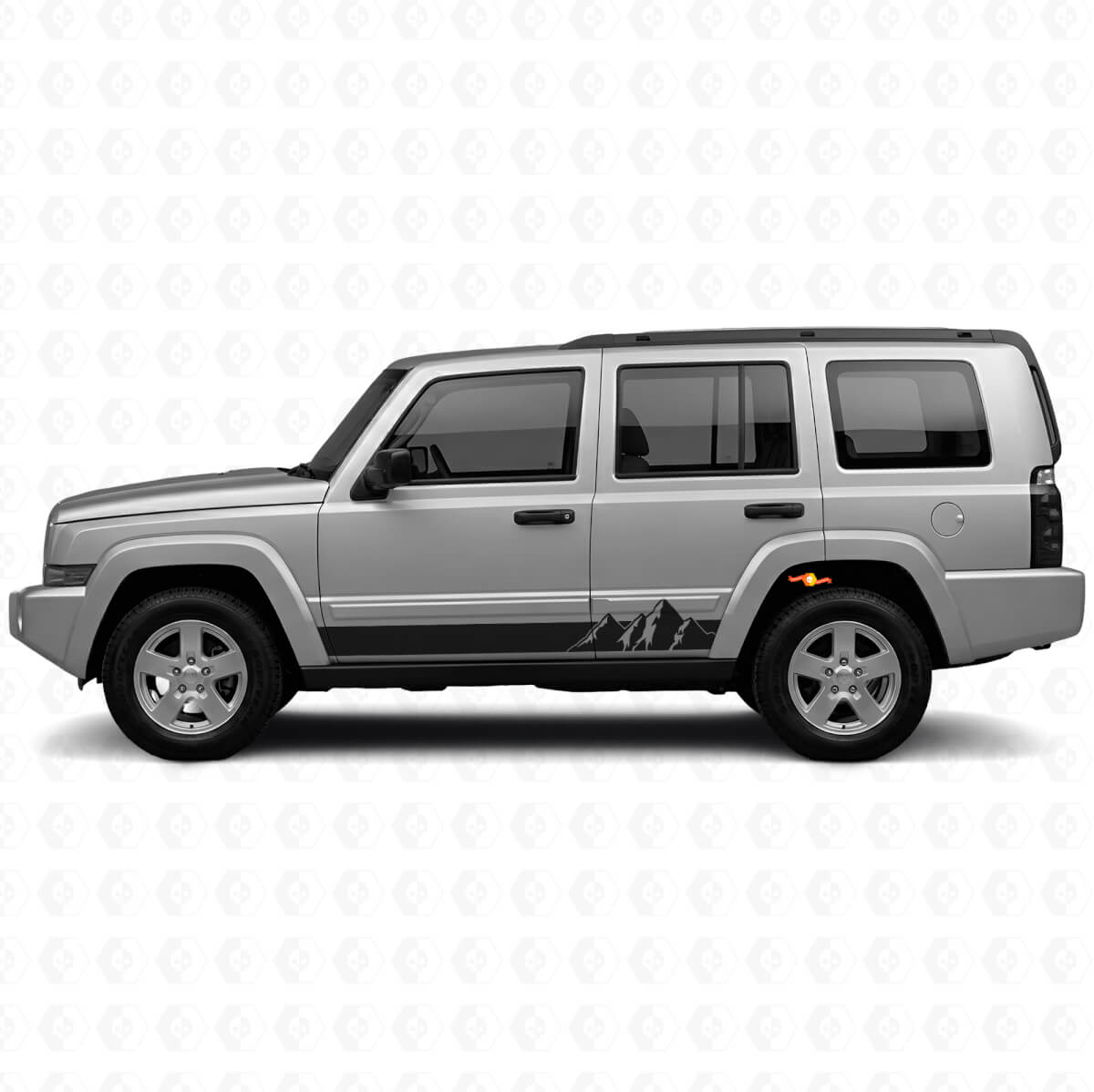 Calcomanía lateral de vinilo con rayas anchas de montañas para Jeep Commander 2006-2010