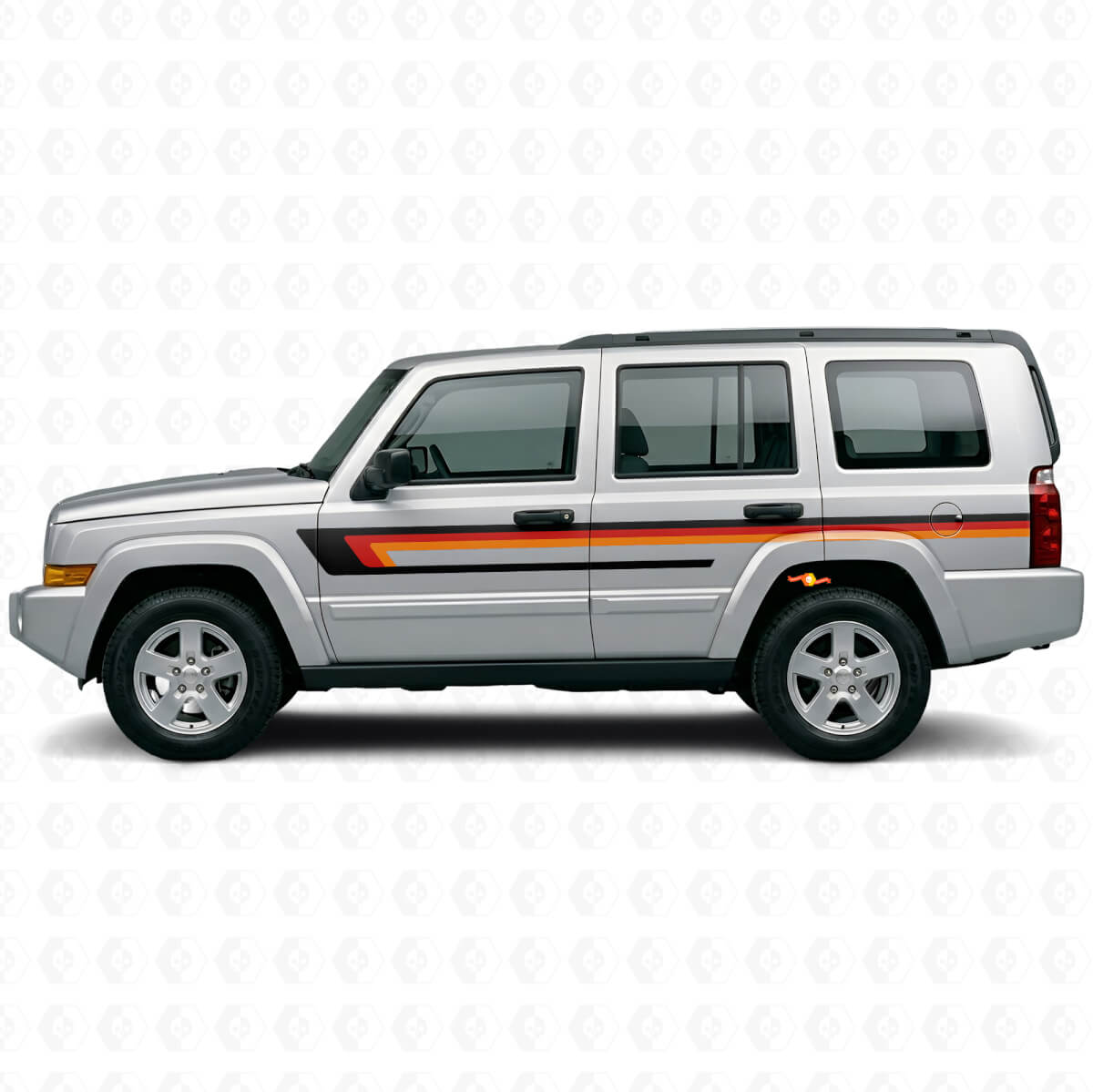 Vinilo adhesivo de rayas triples para puerta lateral para Jeep Commander 2006-2010